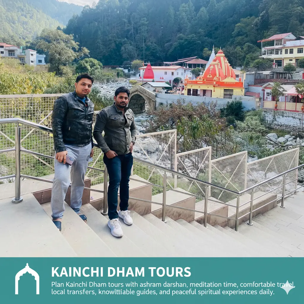 Kainchi Dham Neem Karoli Baba Ashram surrounded by green hills, spiritual pilgrimage tour